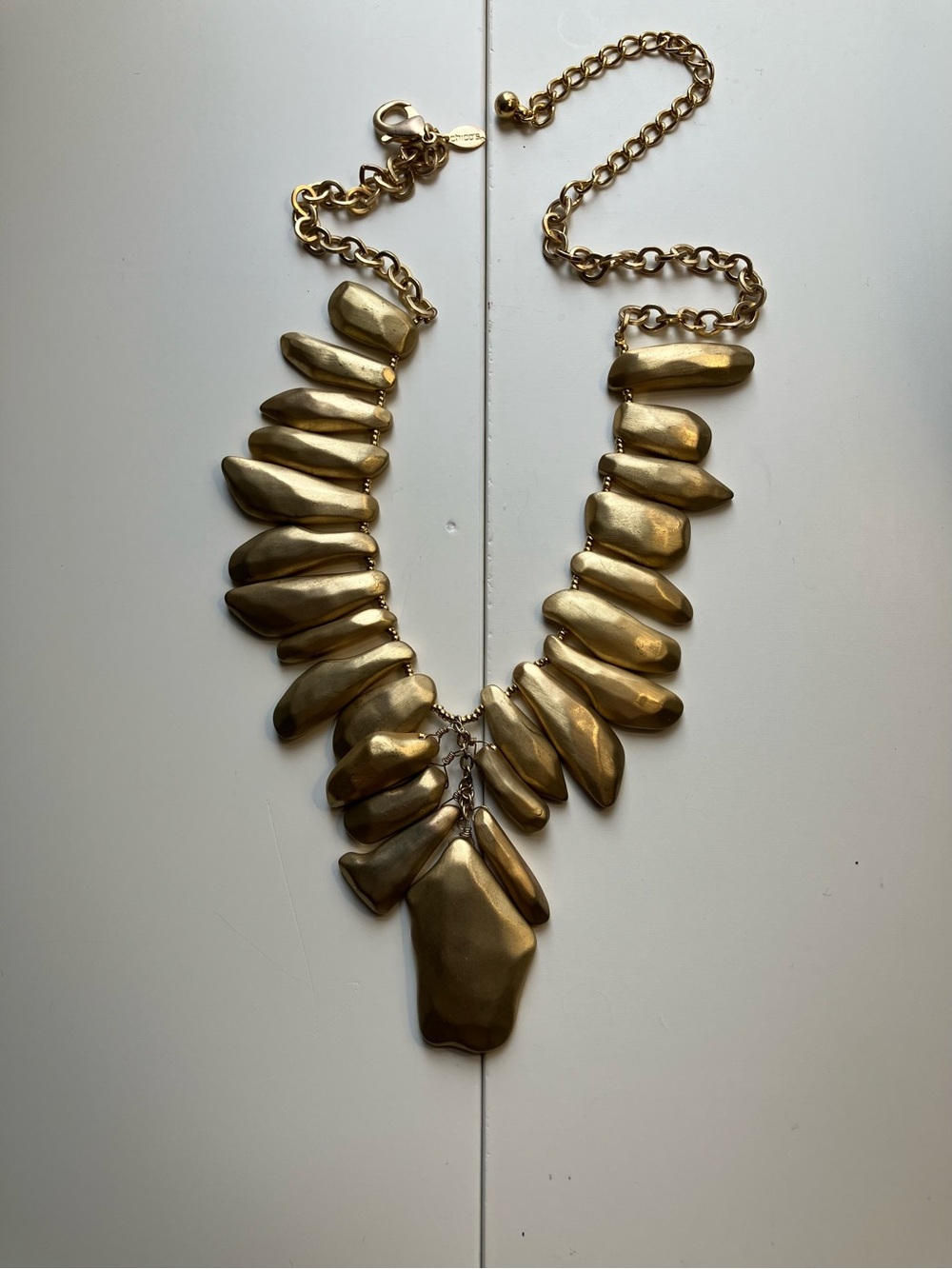 Vintage Chico's Gold Petal Drop Statement Necklace